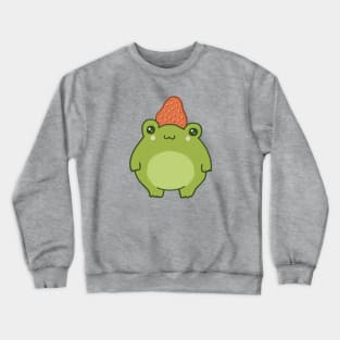 Strawberry Crowned: The Tale of a Cute Frog with a Kawaii Cottagecore Aesthetic and a Fruity Hat Crewneck Sweatshirt